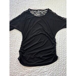 Massini Black Lace Short Sleeve Blouse size large
